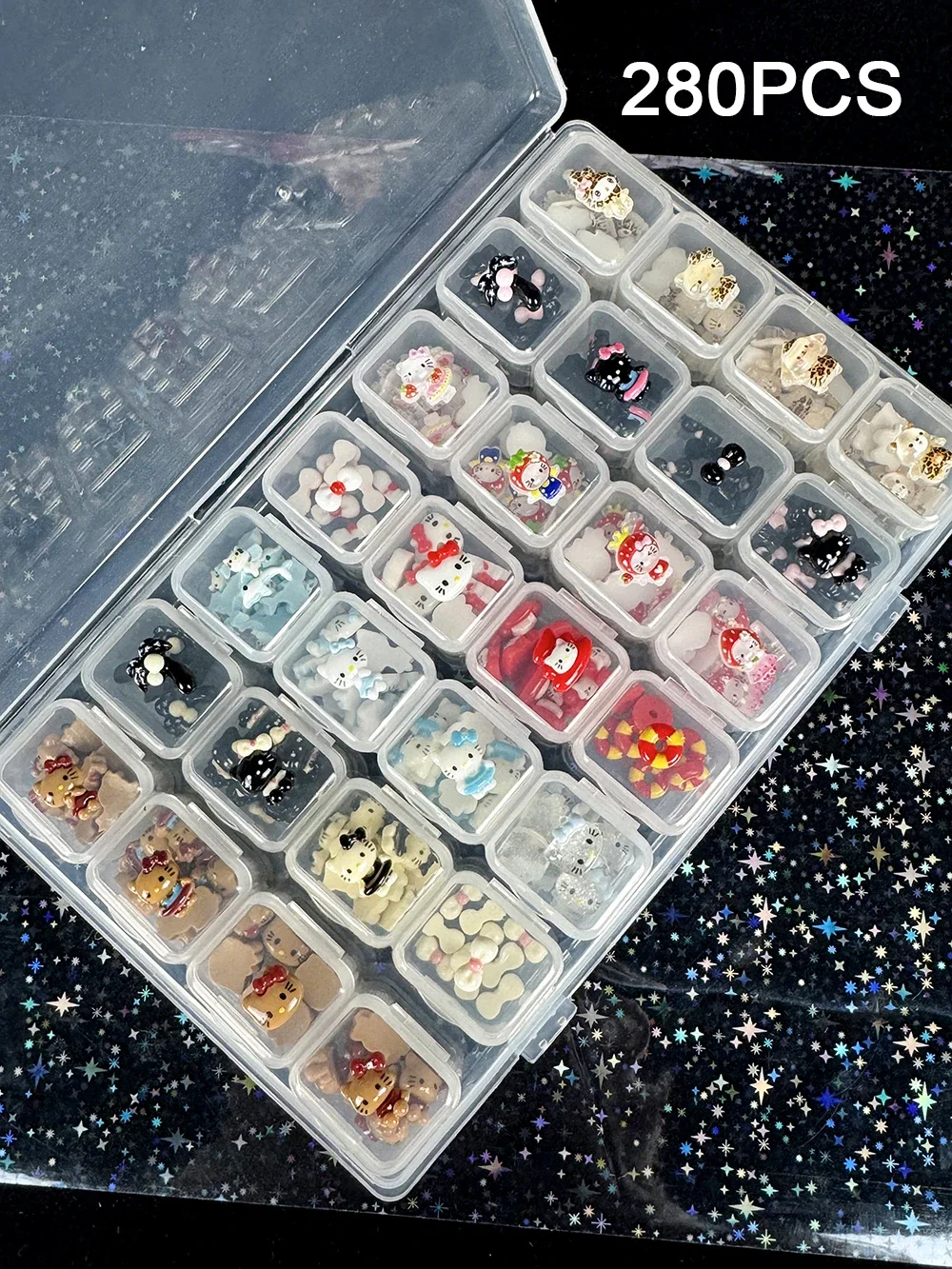 280 Uds Kawaii Sanrio Hellokitty Mini accesorios para decoración de uñas Mymelody Bow Diy funda de teléfono horquilla decoración de uñas dijes artesanales Y2K