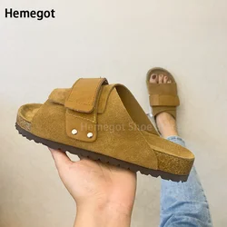 New Style Sandals for Men Solid Color Fashionable Flat Genuine Leather Non-Slip Comfortable Durable High Quality Slippers Summer