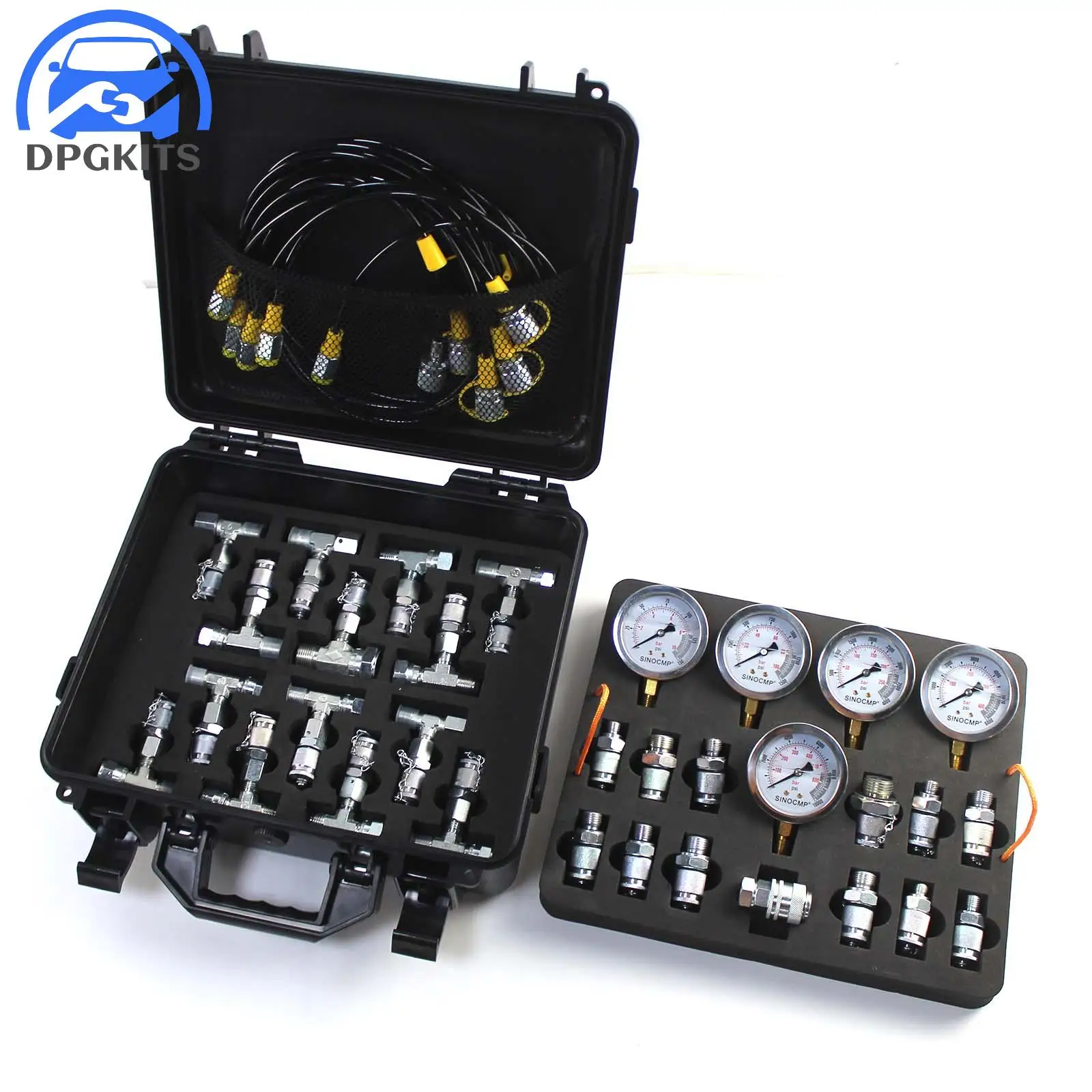 Excavator Hydraulic Pressure Gauge Test Kit 5 Gauges 5 Test Hoses 27 Coupling for Komatsu Quick Connector Accessories Parts