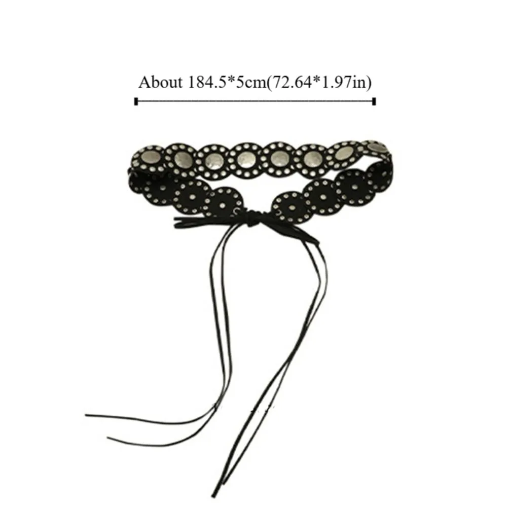 Американский винтажный женский ремень с заклепками, черный кофейный сверхпрочный кожаный пояс, круглый широкий платье, джинсовый ремень, уличная одежда