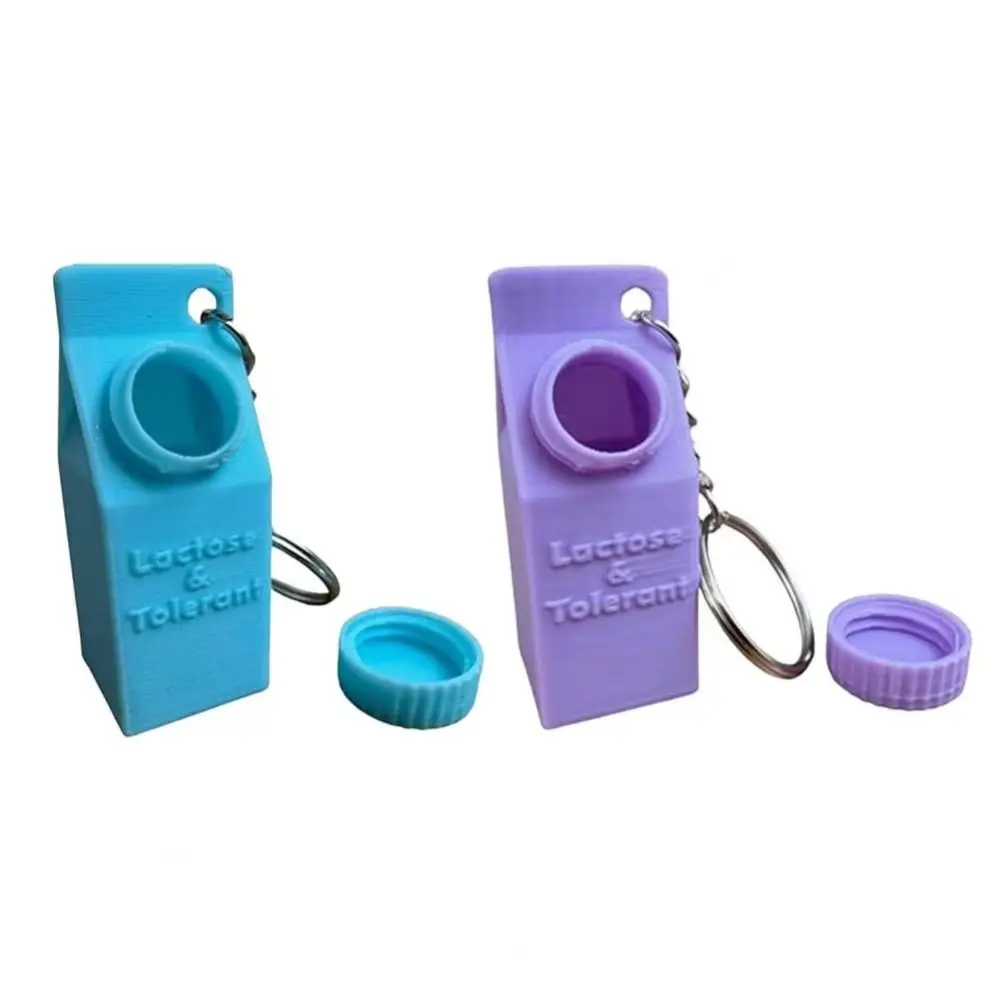 Lactose and Tolerant Pill Holder Keychain Plastic Ornament Pendant Milk Carton Keychain Compact 3d Print Ornament Keychain