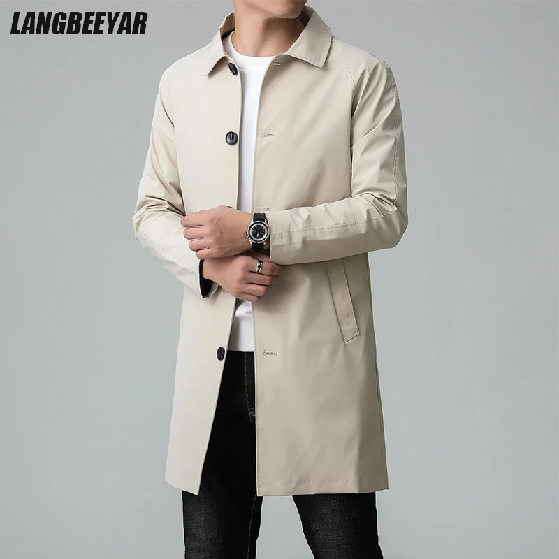 

Top Quality Korean New Brand Casual Fashion Long Men Trench Coat Windbreaker Overcoat Slim Fit Long Jacket Men Clothing