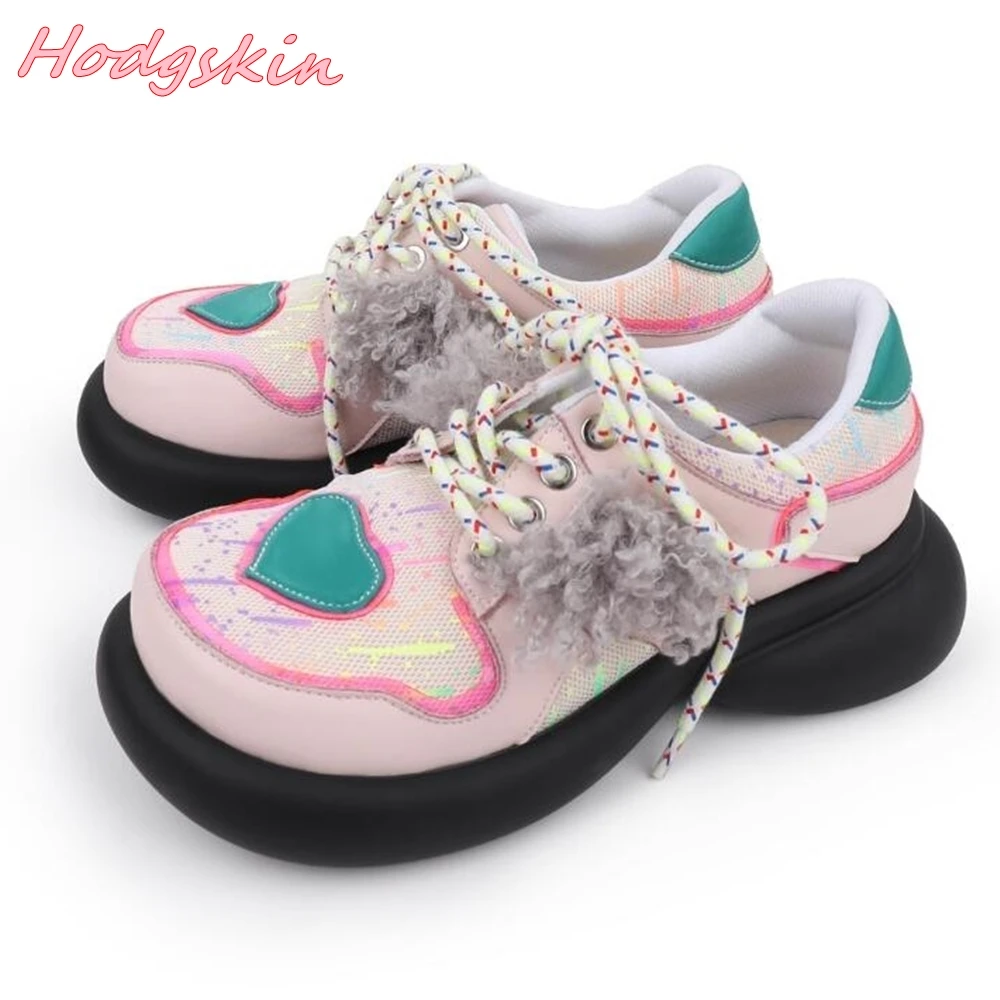 Spring Colorful Women Shoes Round Toe Lace Up Design Flat with Shoes 2024 Mixed Colors Sweet Leisure All-match Shoes