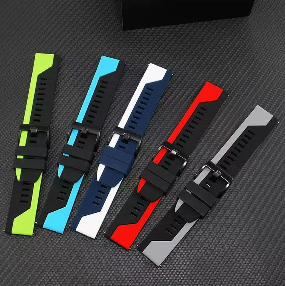 سوار معصم من السيليكون بعرض 22 مم، حزام بديل للساعة الذكية، إكسسوار للساعة، حزام رياضي ناعم وجيد التهوية، سوار معصم عصري