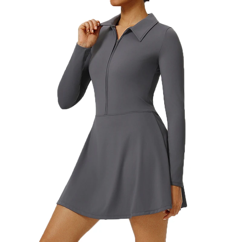 

Цельное платье для тенниса и йоги, женское однотонное платье для бега на открытом воздухе, облегающая юбка для гольфа, женская спортивная одежда, одежда для тренировок