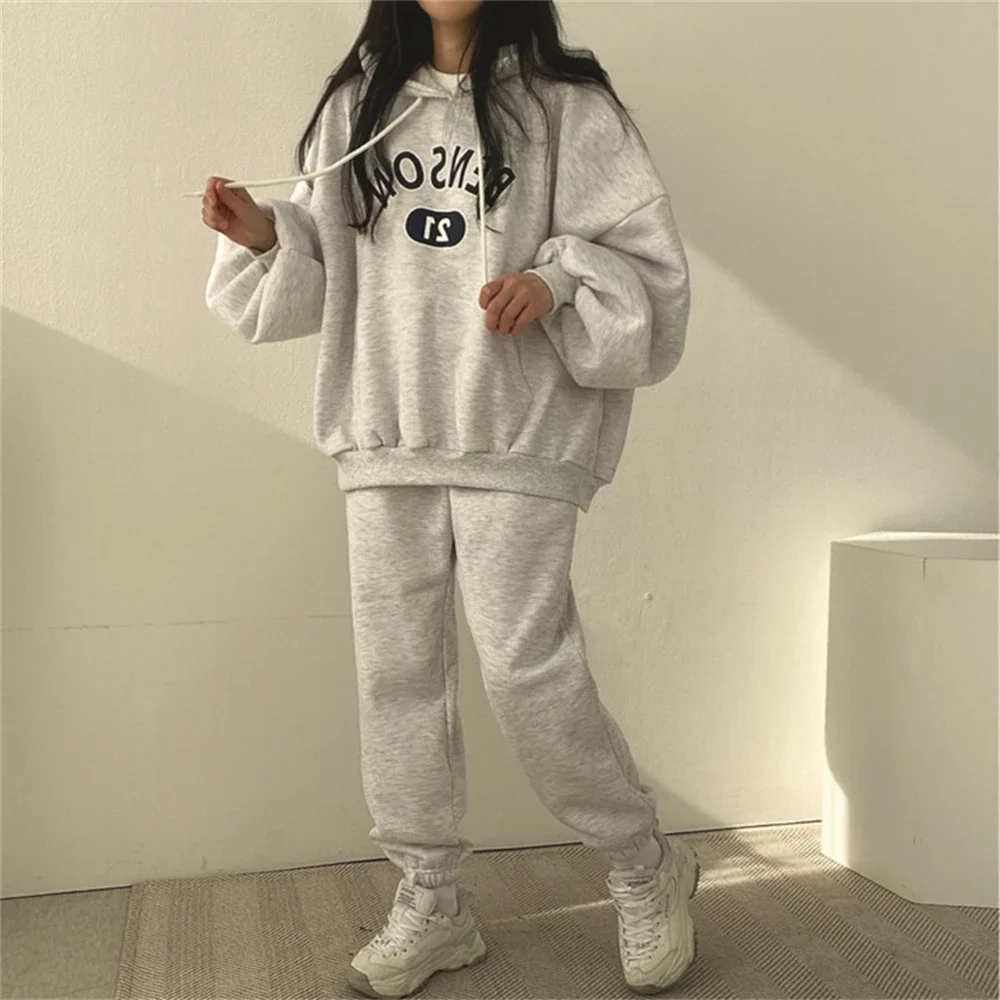 VIPOL Letter Print Sweatshirt Tracksuit 2 Piece Sets Women Outfits High Waist Sports Pants Suit Autumn Winter Ladies Fashion Set