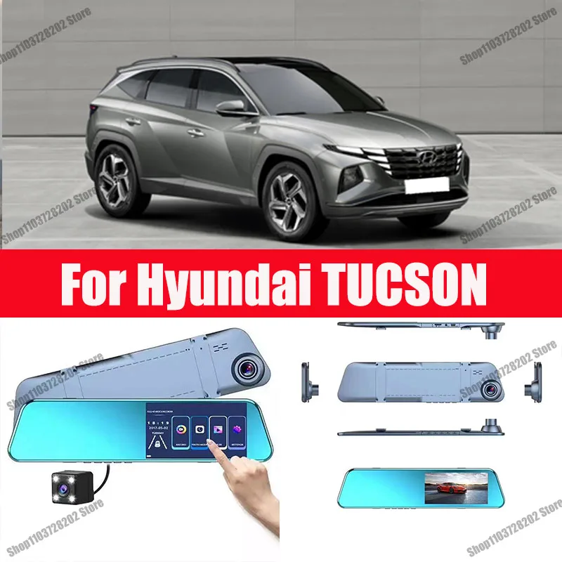 

For Hyundai TUCSON Carplay Android GPS Dash Cam AUX FM Radio Dashcam Car Camera Stream RearView Mirror Drive Recorder