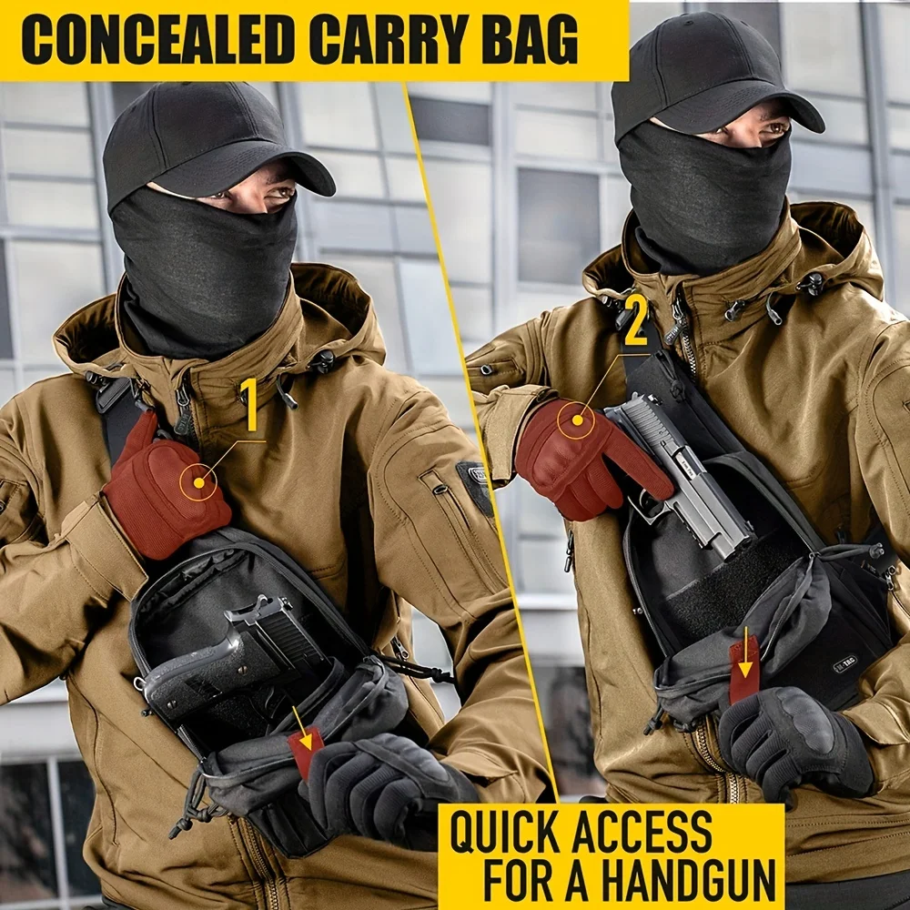 

Concealed Carry Bag With Holster, Crossbody Sling Bag Chest Pack Lixada official store Tactical bag Bugout bag Cycling backpack