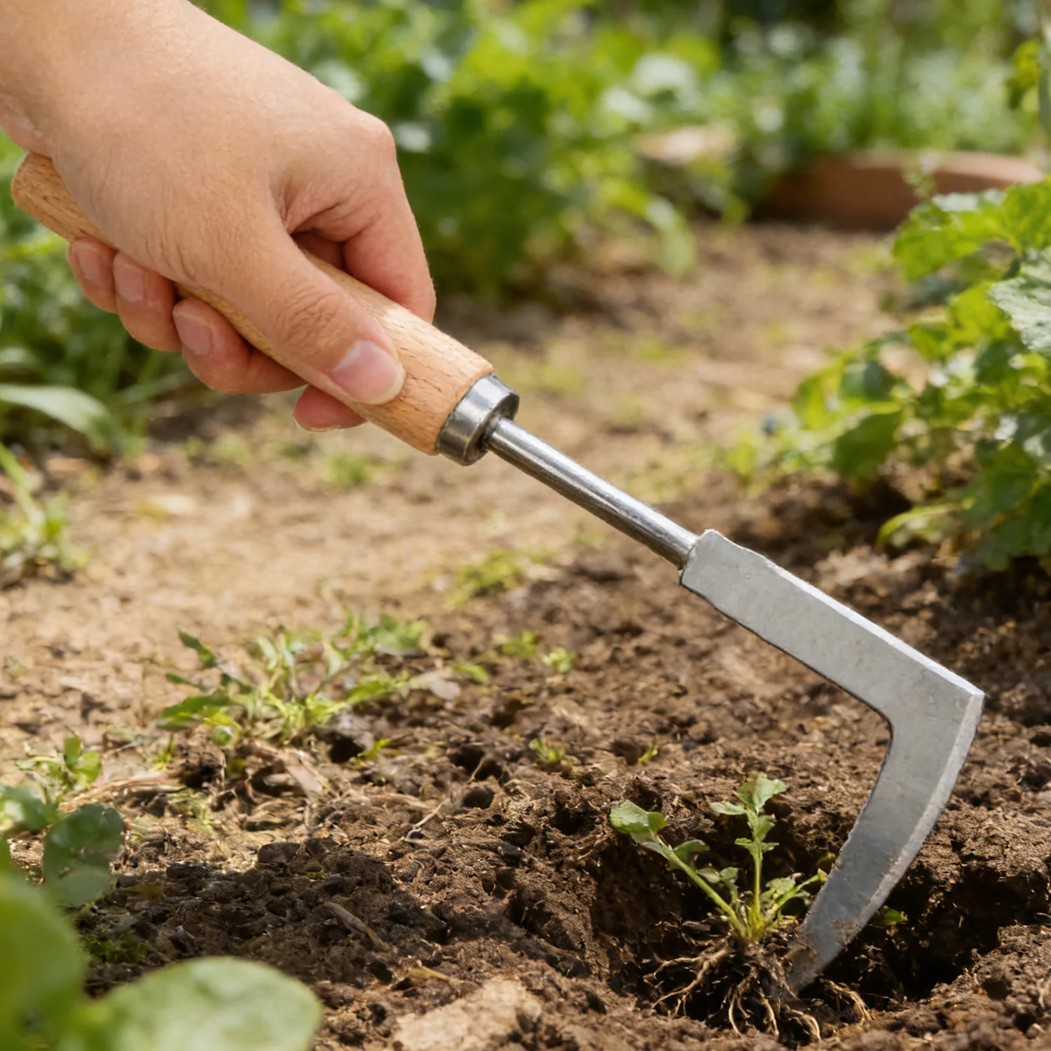 Désherbeur de fissures en acier en forme de L, outil de désherbage, extracteur de marche latérale, spatule, manche en bois, ameublissement du sol, tondeuse manuelle