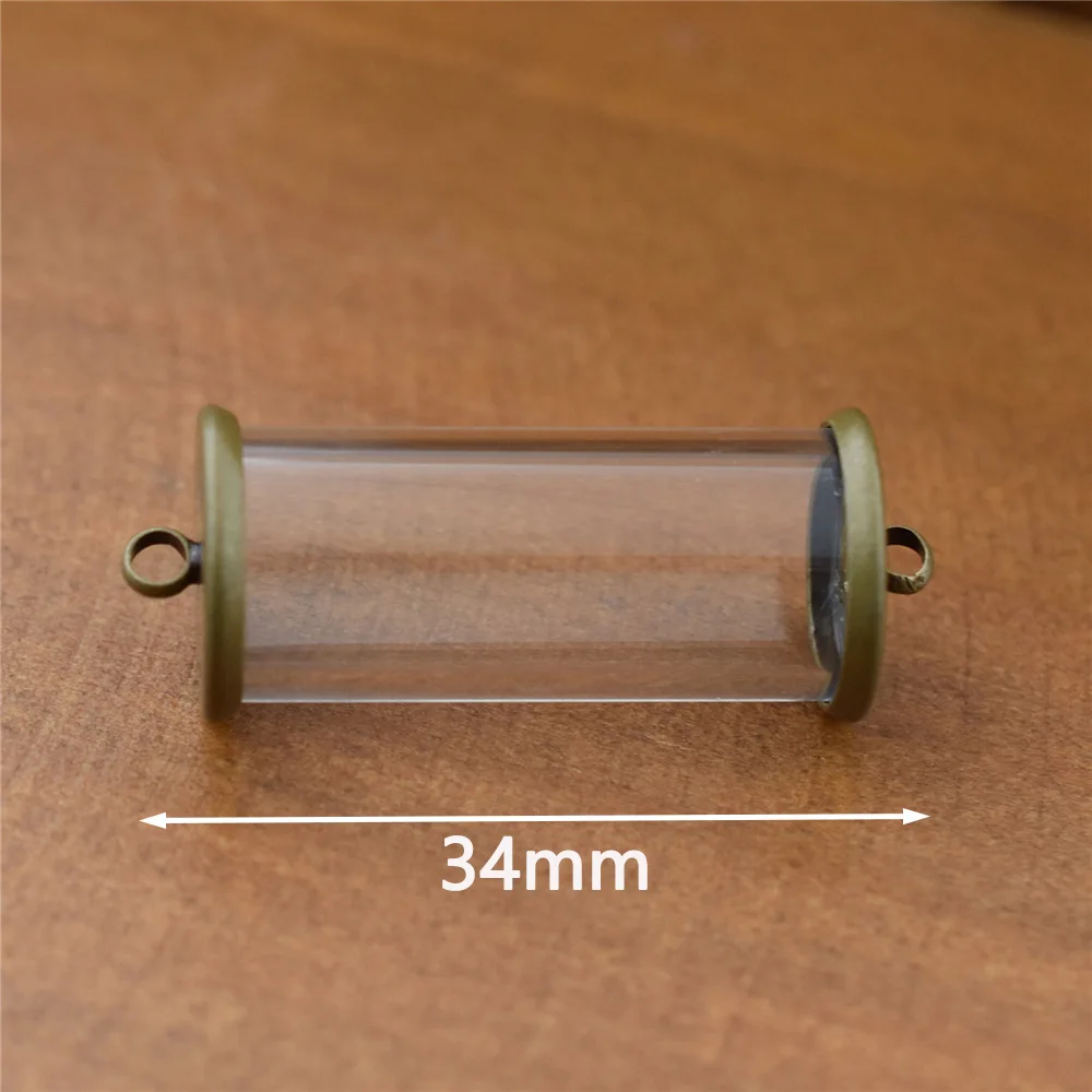 6pcs 40*15mm 28*12mm Hollow Glass Globe Tube With Setting Base Glass Vials Bottle Pendant Jewelry Pendant Jewelry Findings