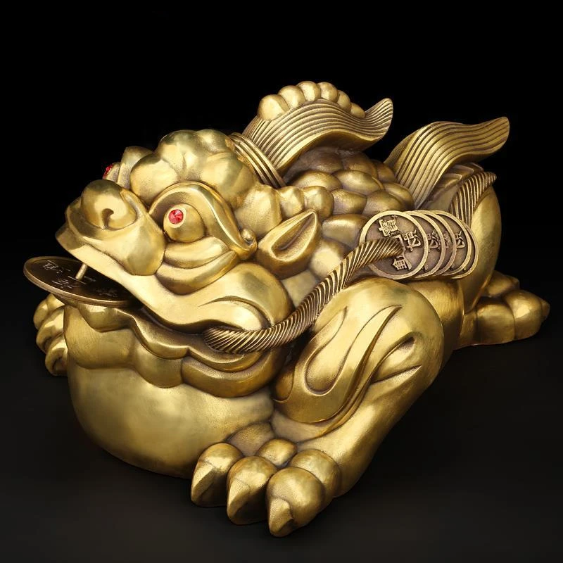 

Медная Золотая жаба Fengshui Zhaocai, украшение для гостиной, фойе, офиса, открытая трехногая жаба