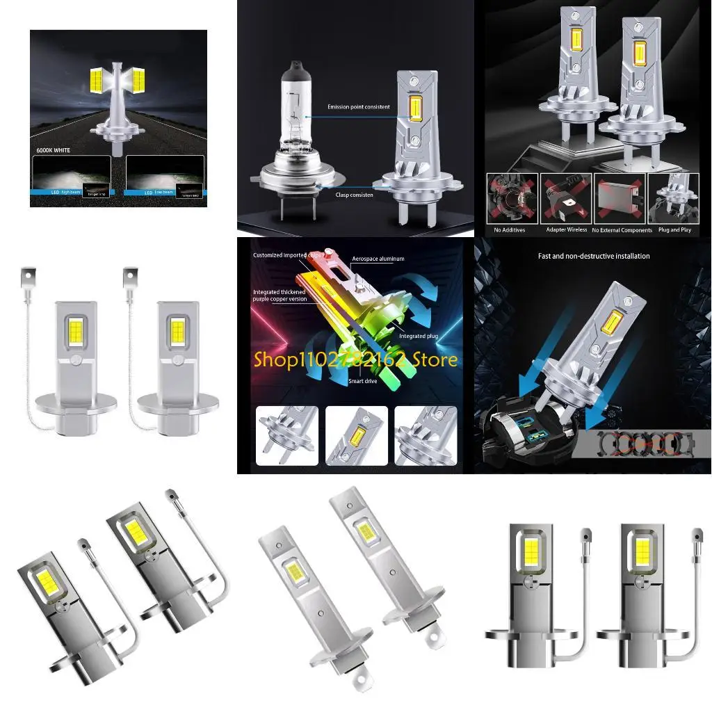 

547B Car LED H1 3 H7 Headlight CSP-3570 6000K Auto Headlamp Fog Light Car LED Bulbs
