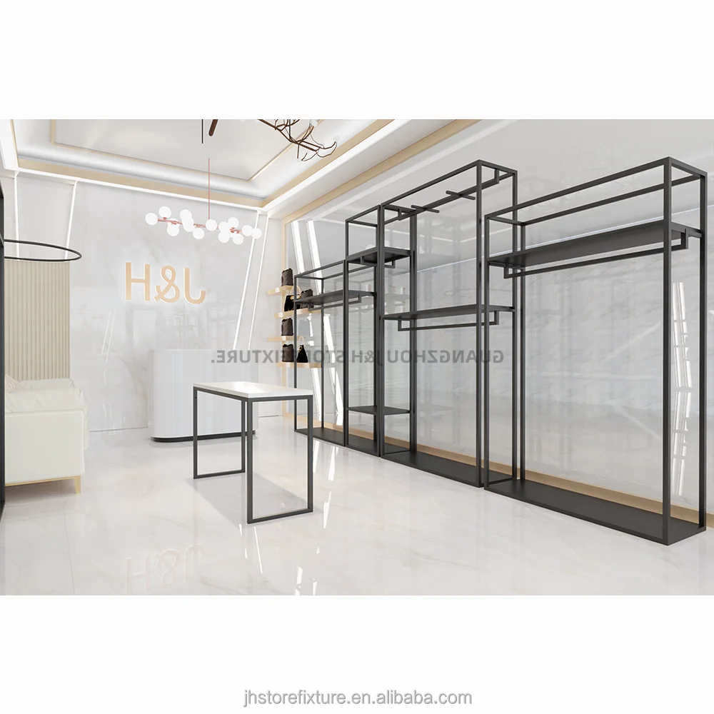Heavy Duty Garment Black Rack for Boutique Clothing Store Tall Small Clothing Standing Dresser Display Racks