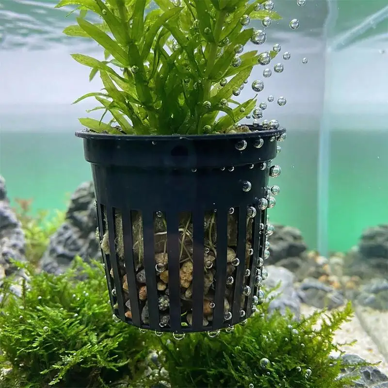 4Pcs Pet Fish Tank Landscaping Basin Aquarium Planter Cups Stand Stable Fish Tank Net Cup Hydroponic Plant Storage Fixed Baskets