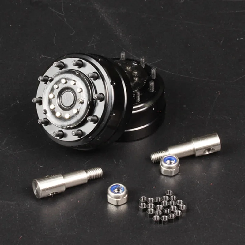 Metal Simulation Front Bearing Axle Brake Hub for 1/14 Tamiya RC Truck SCANIA 770S R620 VOLVO BENZ Arocs MAN TGX Car Accessories