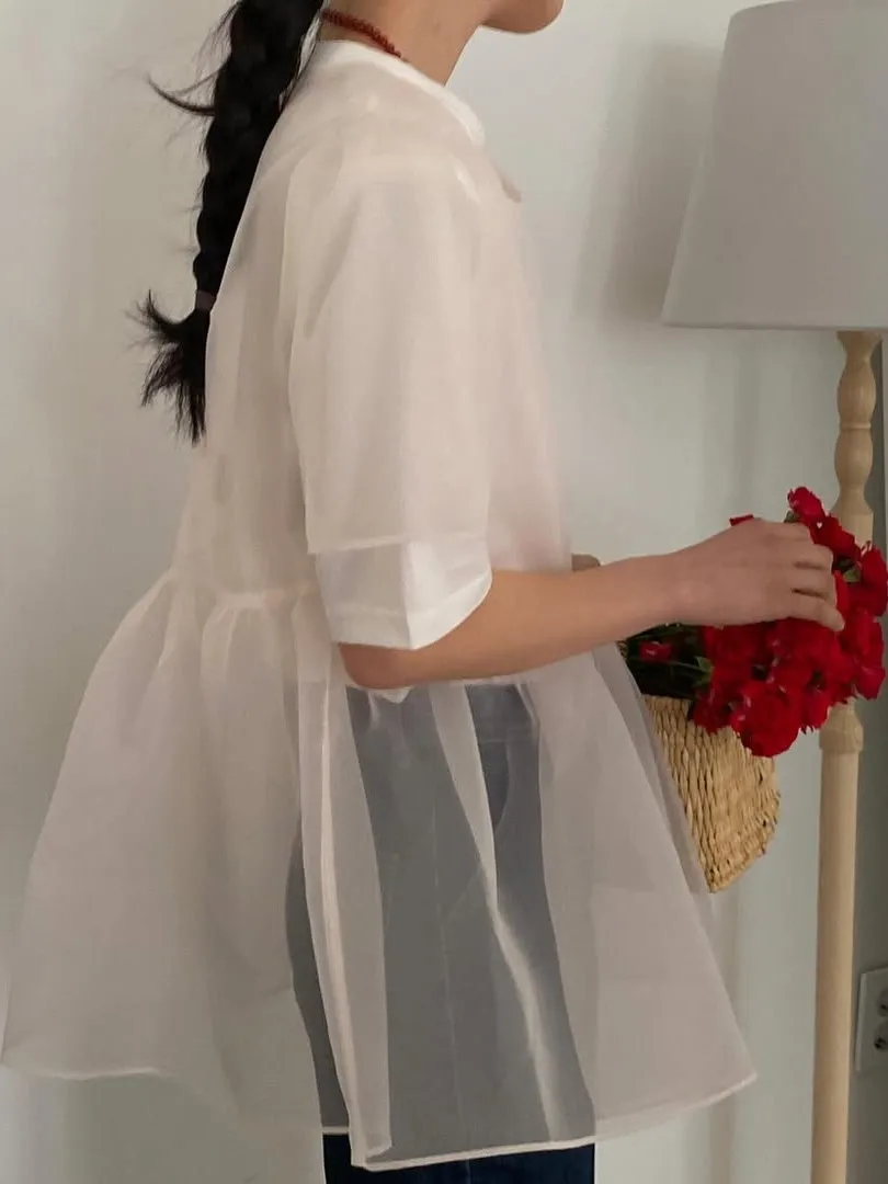 Faionable Me Cover up Top for Women Fairy Sle Layering irt ort Sve round Ne Loose Fit Bubble Sve Summer