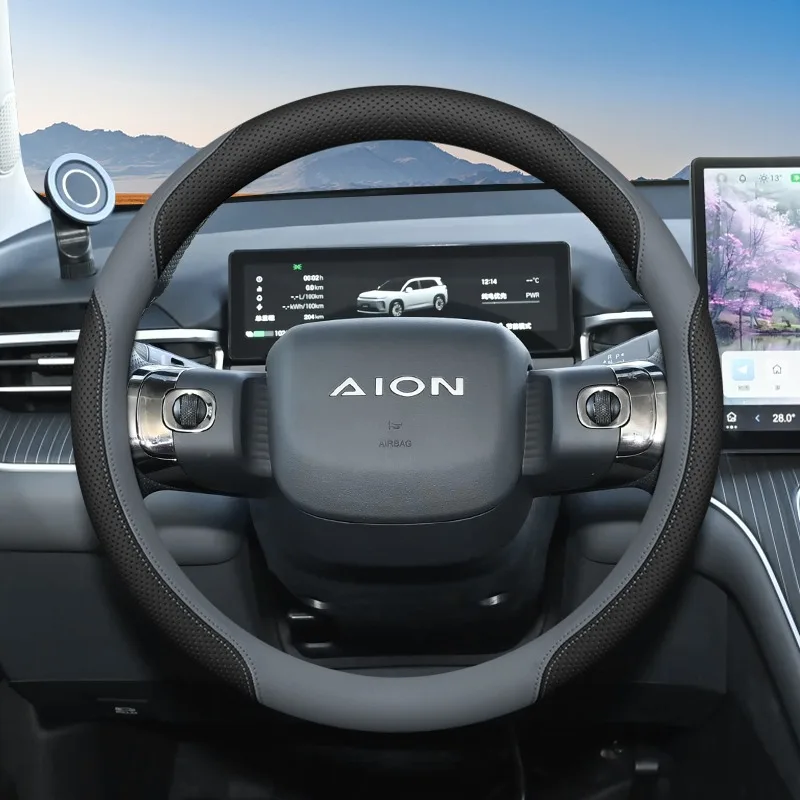 ل جديد GAC Aion I60 2025 2026 نابا الجلود غطاء عجلة القيادة سيارة رقيقة جدا المضادة للانزلاق مقبض السيارة يغطي الملحقات الداخلية #5