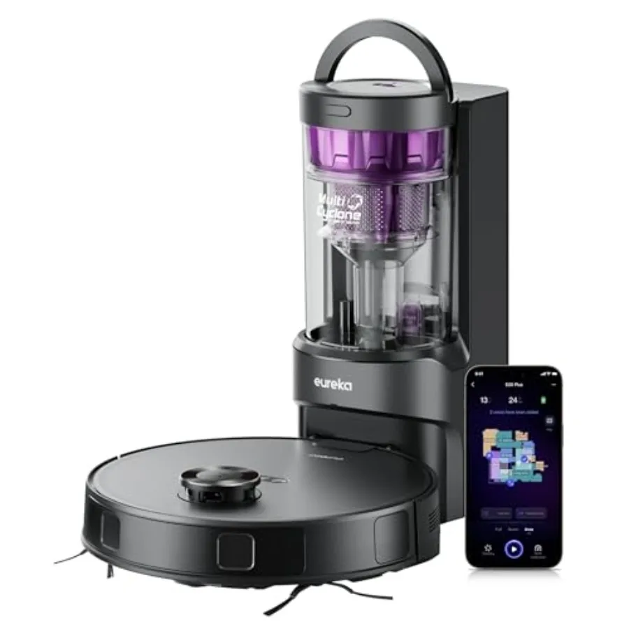 E20 Plus Robot Vacuum and Mop Combo with Bagless Self-Emptying Station 45-Day Ccity 8000Pa Suction Anti-Hair-Tangling Brush App