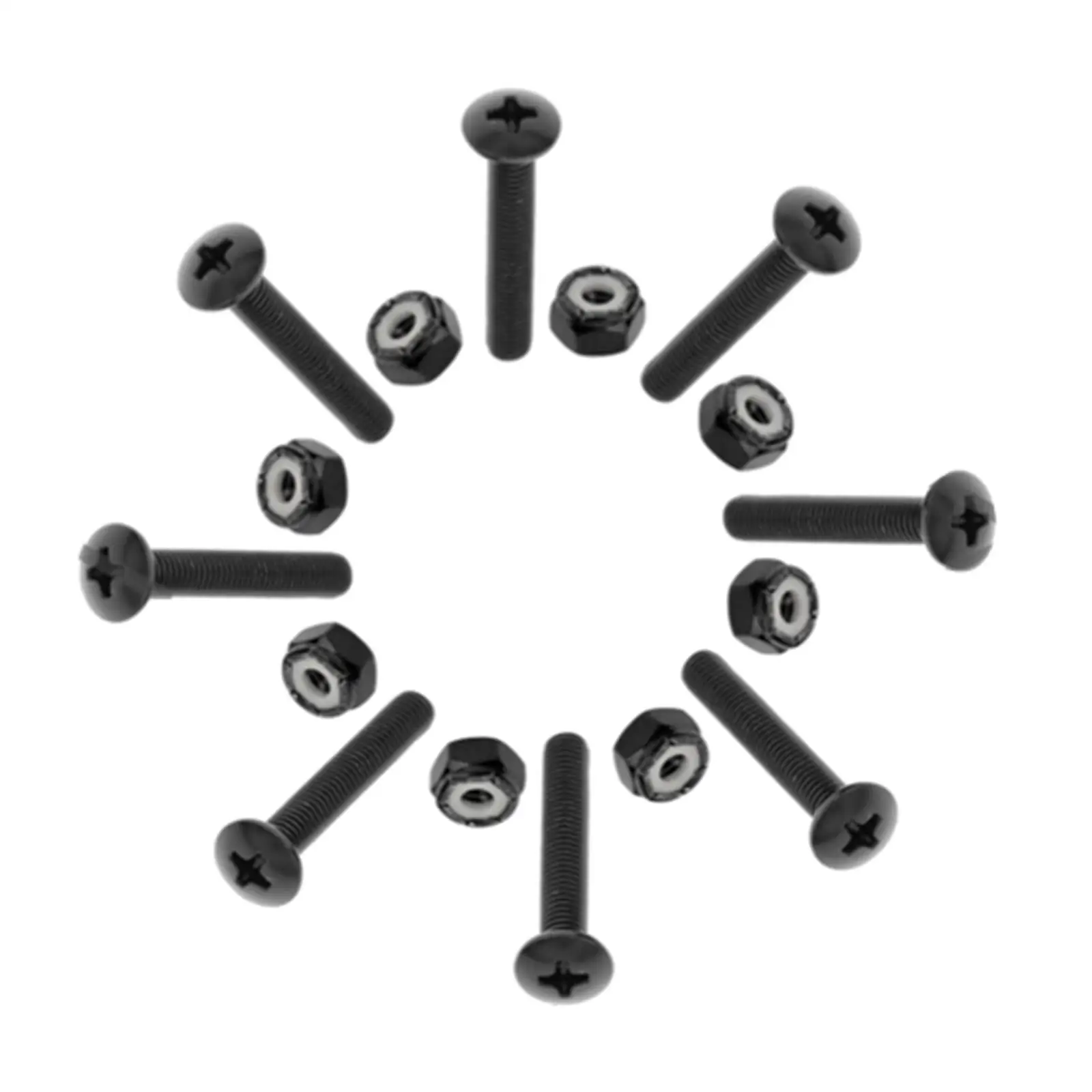 Lot de 5 vis de rechange noires pour longboard et skateboard, 35mm, 8 pièces