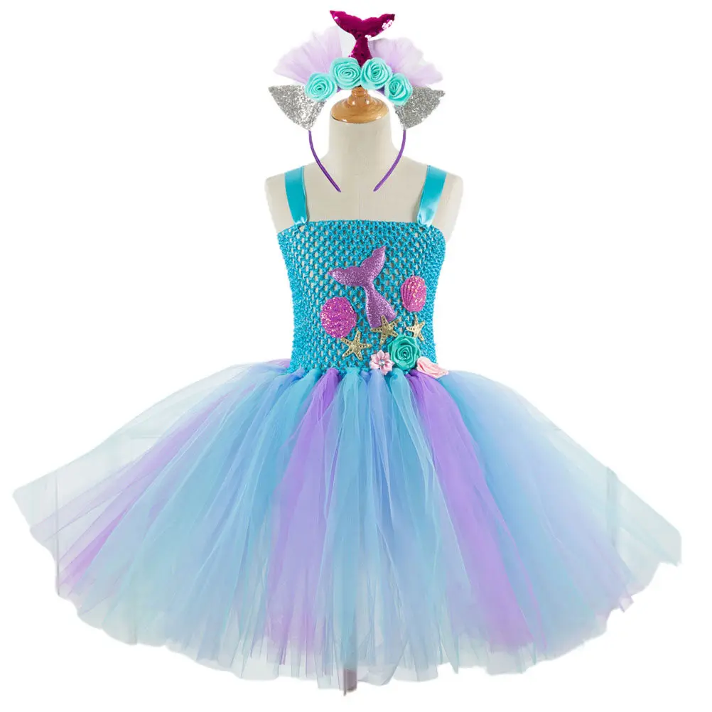 Kids Mermaid Tutu Skirt for Girls – Princess Birthday Party Dress, Children's Day Costume, Size 6-7Y (120 cm)