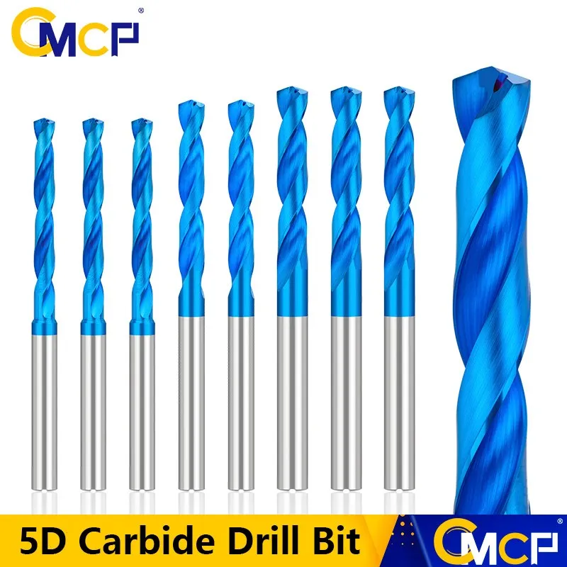 

CMCP 5D Carbide Drill Bit Internal Cooling Bit Blue Coated Internal Coolant Drill For CNC Machine Tools For Metal 3.3-9.5mm