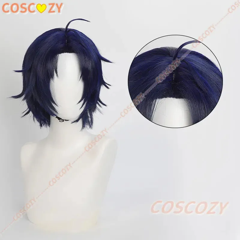 Cosplay Game ZZZ Asaba Harumasa Cosplay Wig 30cm Short Black Blue Mixed Cosplay Wigs Heat Resistant Synthetic Hair