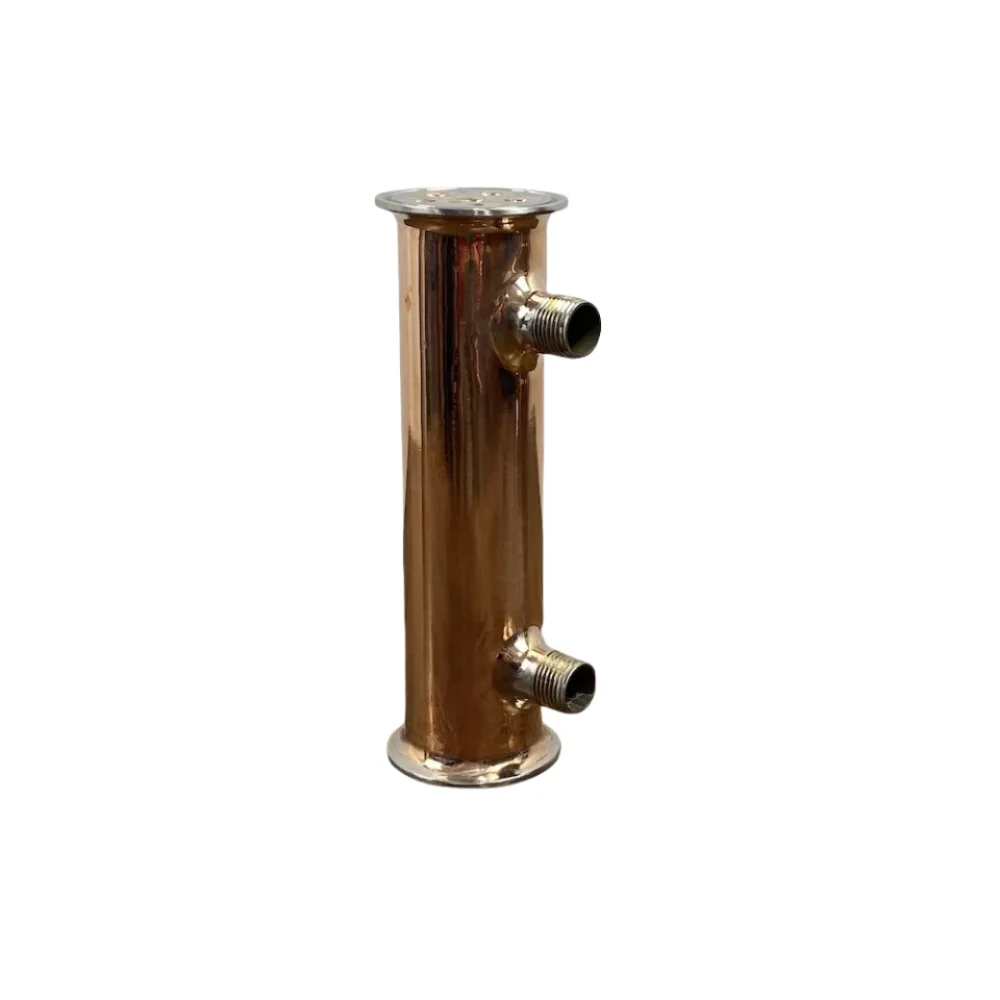 

Clamp 3"(76mm) OD91mm Copper Condenser,Reflux,Dephlegmator With 1/2" Male Tread For Distillation,Length 200mm,9 pipes 8mm.