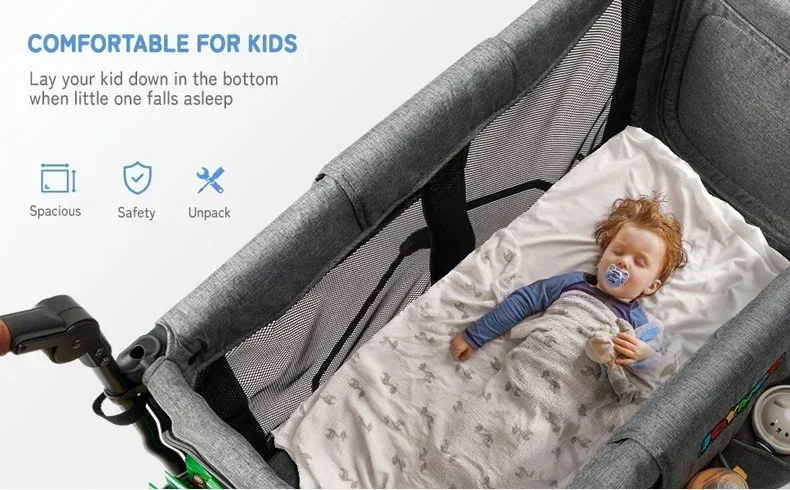 Vagão dobrável com dossel para enfants, carrinho, perfico para acampar, praia e viagens, dellama cepat, 4 assentos #6