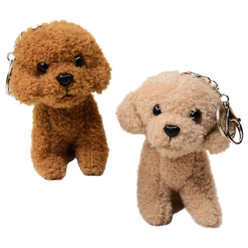 

2 Pcs Cartoon Dog Keychain Puppy Toys Bag Supplies Portable Stuffed Pendant Plush