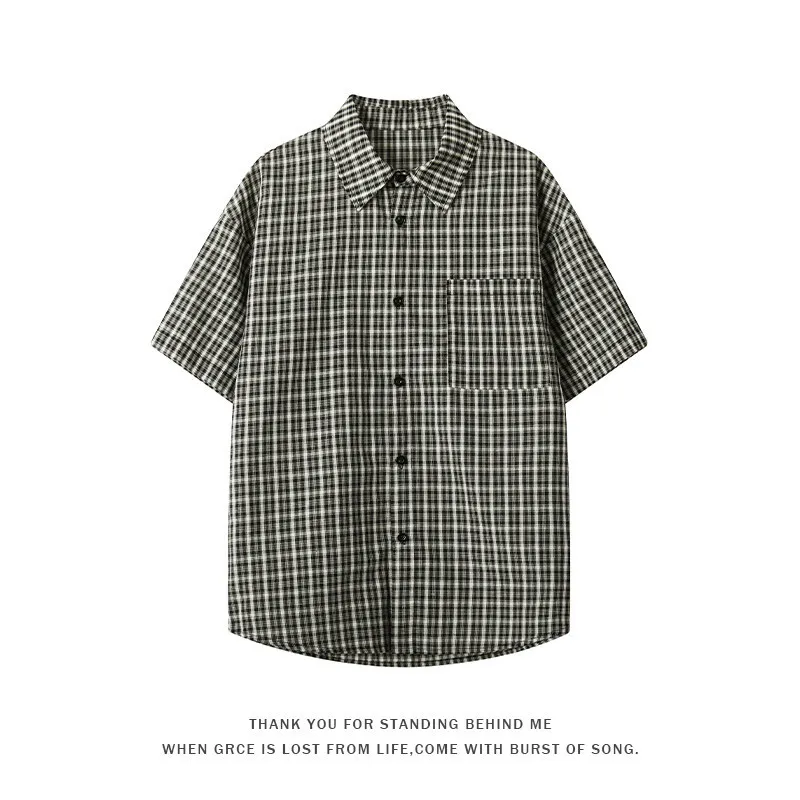 Summer 2026 New Plaid Short-sleeved Shirt Men's Trend Versatile