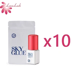 Colle originale coréenne pour extensions de cils, colle Sky avec capuchon rouge, 1 à 2 secondes de temps de séchage, 6 à 7 semaines, la plus rapide et la plus forte, 10 bouteilles par lot