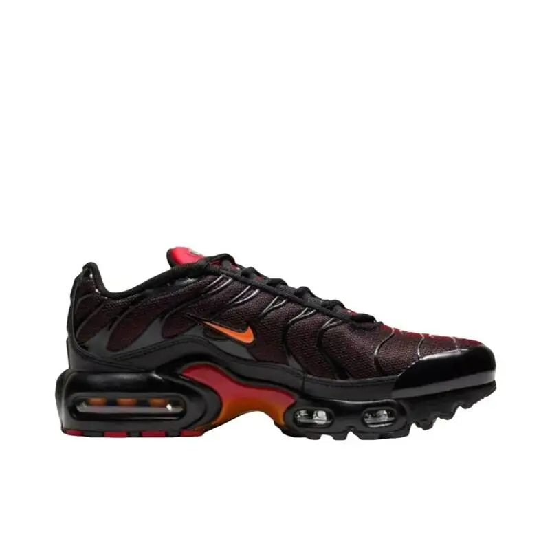 Nike Air Max Plus Trendy, Comfortable, Casual, Durable, Anti Slip, Shock-absorbing Running Shoes, Low Cut Women's Black Orange