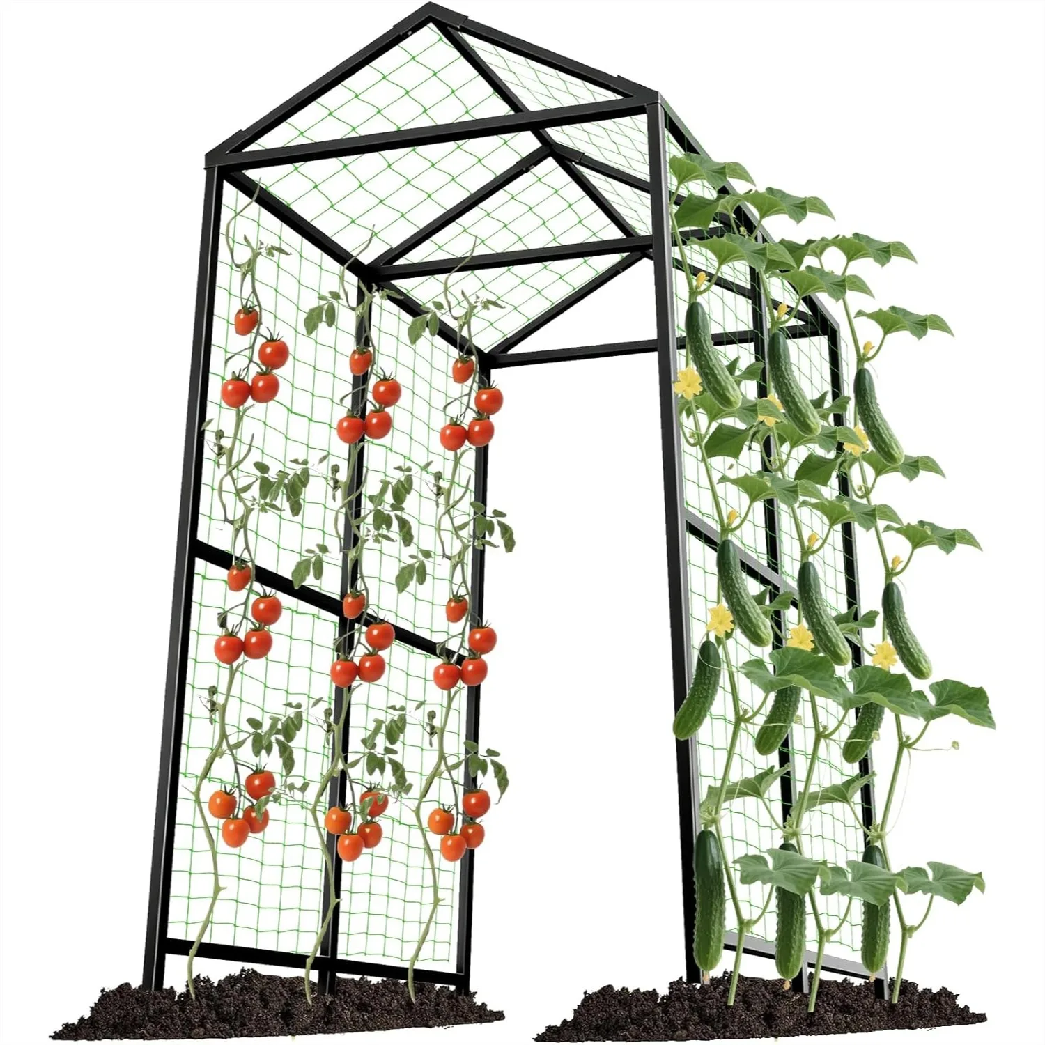 

Metal Garden Arch Trellis for Climbing Plants, 7.1FT Extra Tall Cucumber Trellis for Raised Bed, Vegetable Fruit Flower Vine