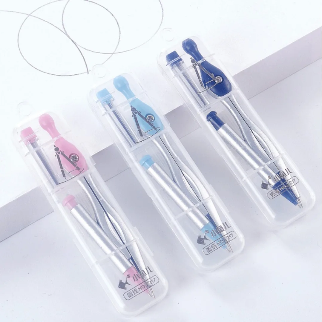 Wholesale Metal Compass Student Can Clip Pencil Ferroalloy Compass Stationery Exam Drawing Special mathematical set  maths