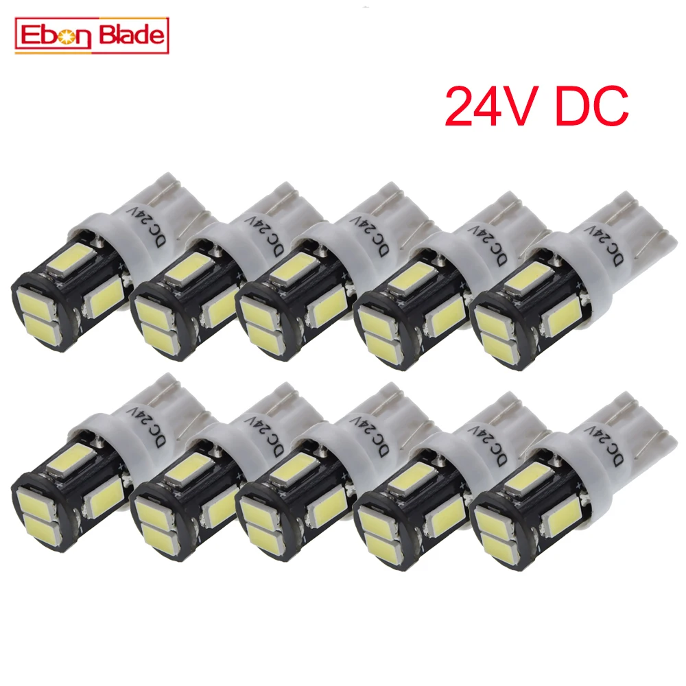 100×24V 24 Volt Truck T10 194 168 W5W Car LED Light Bulb 5630 6SMD White 6000K Side Wedge Marker Clearance License Plate Lamp