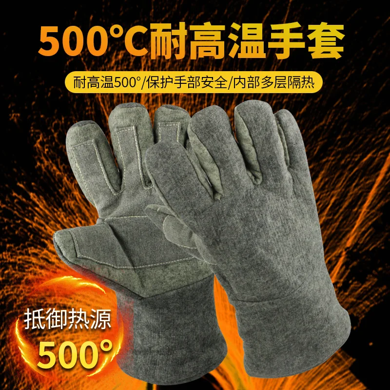 High-temperature gloves with reinforced palms, heat insulation, anti-scalding, and wear-resistant properties for indus