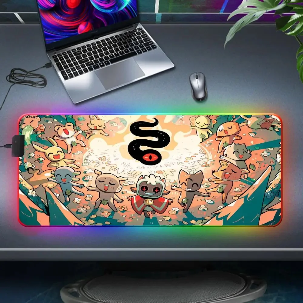 RGB Anime C-Cult of Lambs Pc Game Cabinet Speed Desk Computer Office Accessory Rubber Mouse Pad Cartoon Luminescence Keyboardpad