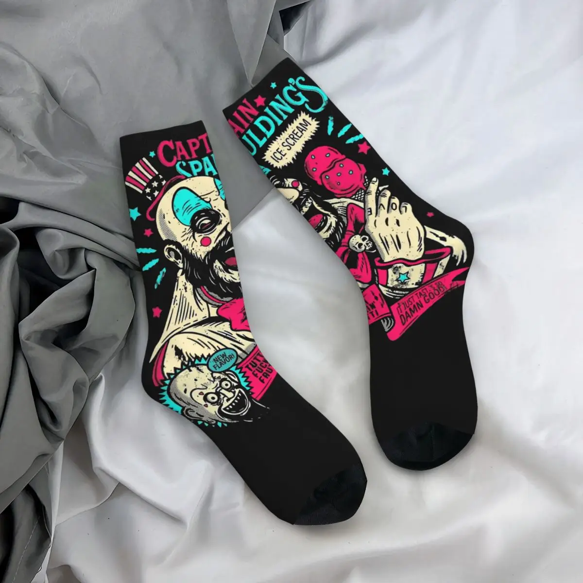 Vintage Captain Spaulding Men\'s Compression Socks Unisex House Of 1000 Corpses Horror Movie Harajuku Pattern Printed Crew Sock