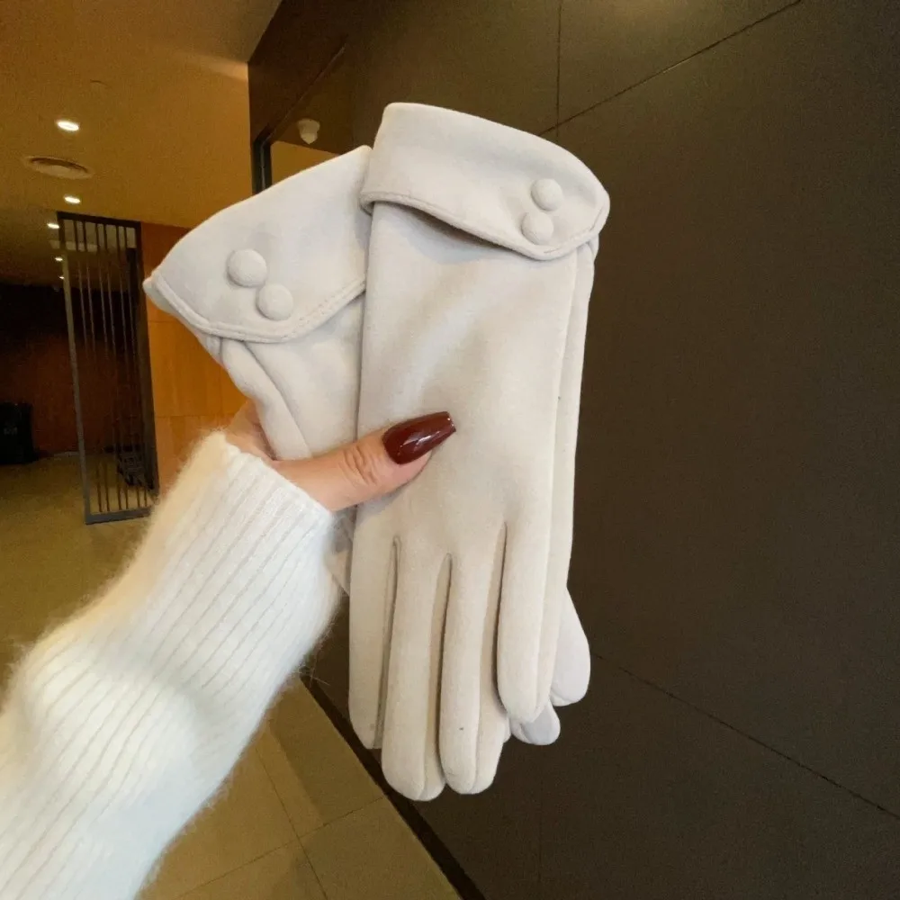 Vintage verdikte dames suède handschoenen pluche volledige vinger touchscreen handschoenen winddicht warm houden winterwanten sport