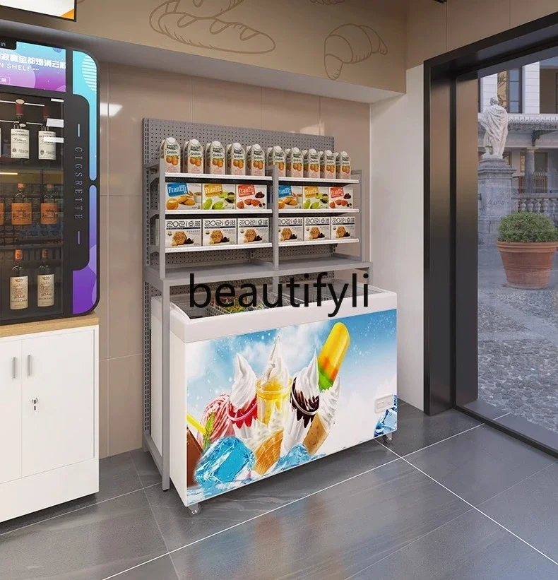 

X Shelves Supermarket Convenience Store Refrigerator Above Shelves Storage Rack Layer Board Ice Cream Freezer