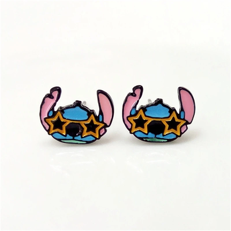 Cute Stitch Stud Earrings for Women Piercing Women's Stainless Steel Jewelry Fashion Accessories Gift for Girl