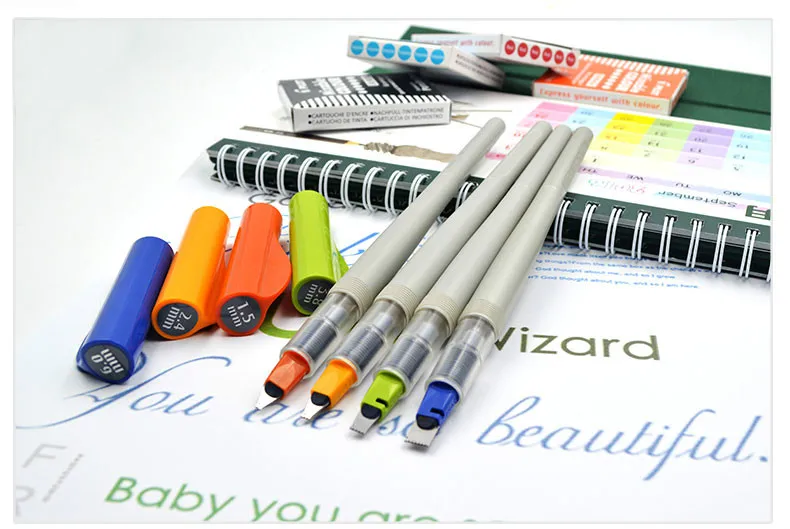 1PCS Pilot Parallel Calligraphy Pen Lettering Brush Pen 1.5mm/2.4mm/3.8mm/6mm Bundle Ink Cartridge Gothic Font Multi Tool Pen