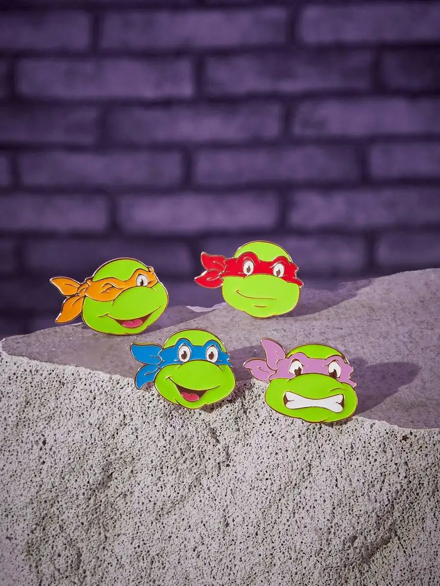 TEENAGE MUTANT NINJA TURTLES | 4pcs Cute Cartoon Design Brooches Zinc Alloy Pins Set