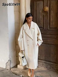 Double-breasted White Elegant Female Overcoat Fashion Lady Lapel Long Sleeve Oversize Coat 2024 New Commuter Street Outerwear