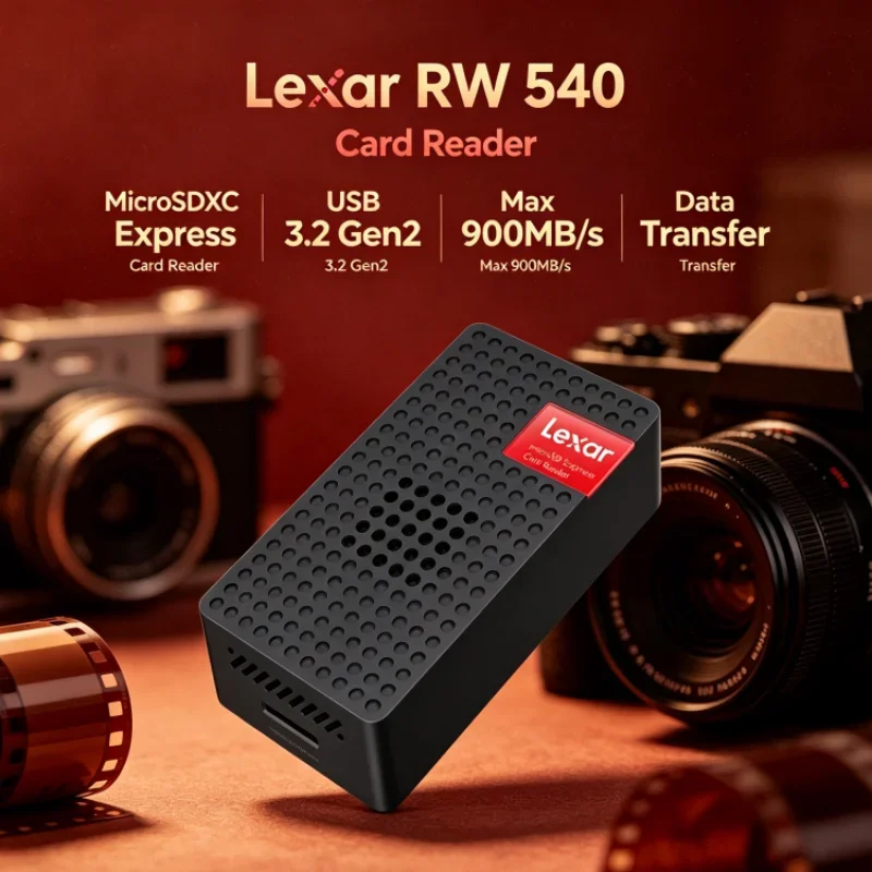 Lexar RW540 PLAY PRO MicroSD Card Reader Max 900MB/s MicroSDXC Express Card Reader Built-in Fan for Photo Transfer