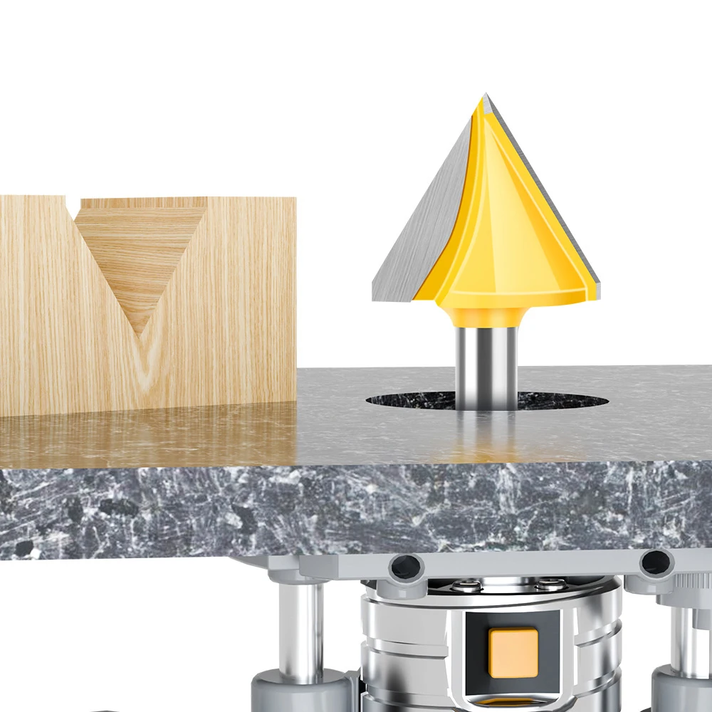 Fresa per legno massello a forma di V con gambo da 6 mm, fresa in metallo duro 60 °   90 °   120 °   150 °   per strumento di carpenteria CNC per punta del router per la lavorazione del legno