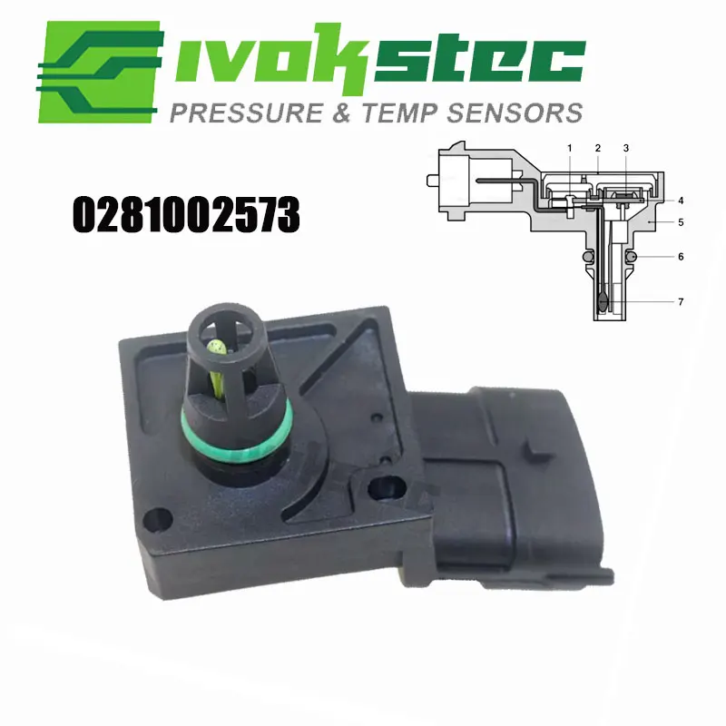 0281002573   Sensor MAP de presión de refuerzo absoluta del colector de aire de admisión para Renault Clio Master Megane Scenic 8200194432 8200750883