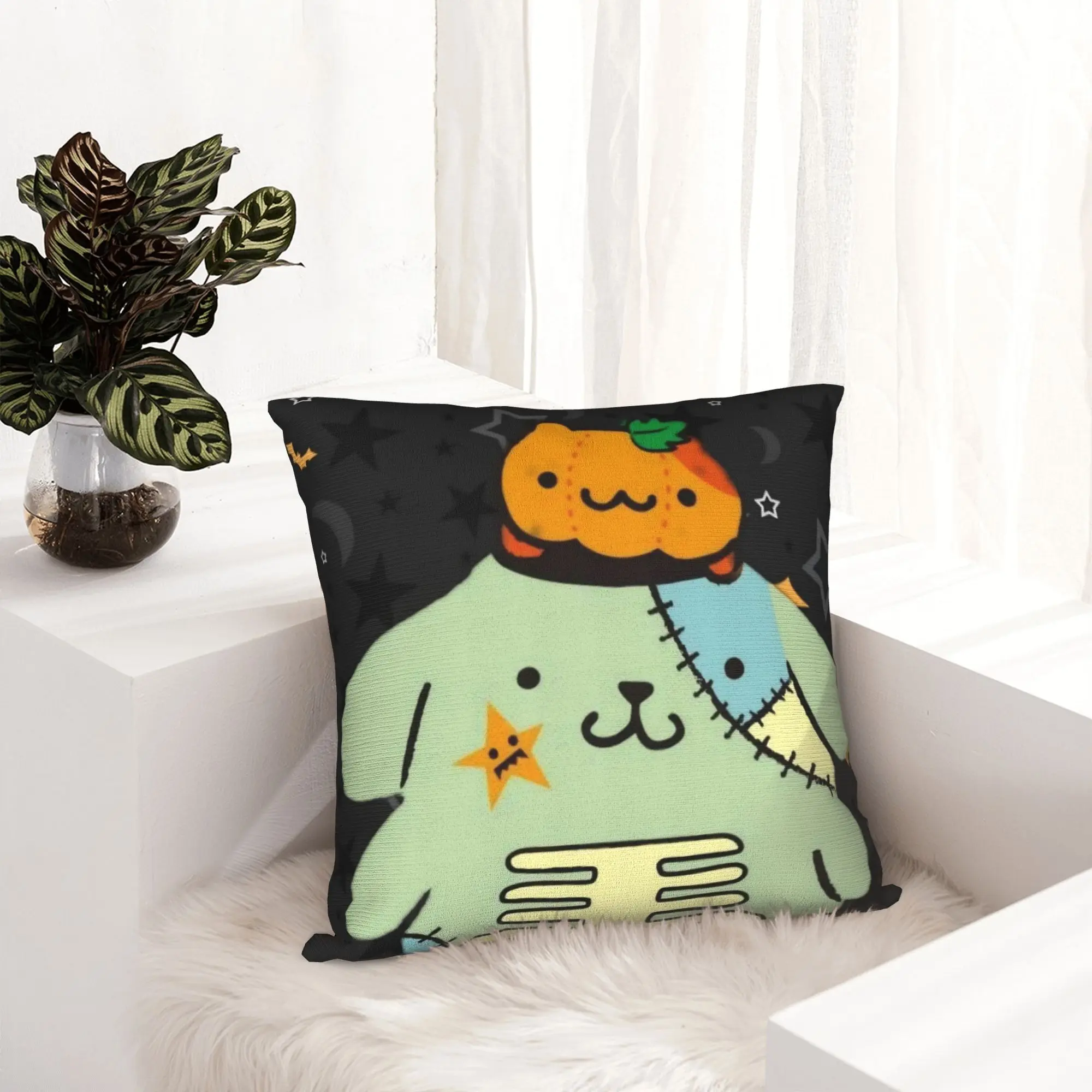 Pompompurins Halloween Pillowcase Printed Fabric Cushion Cover Decor  Pillow Case Cover Home Square 40X40cm