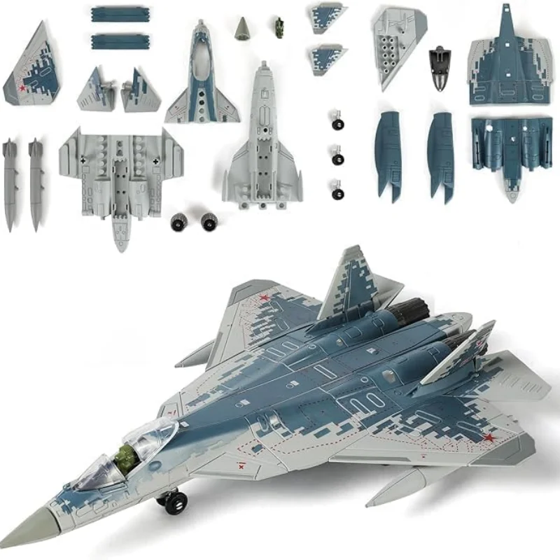 โมเดลเครื่องบินพลาสติก SU-57S ขนาด 1/72 ของเล่นประกอบเครื่องบินรบซ่อนรูปรุ่นที่ห้าของรัสเซีย ของสะสม