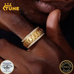 Luxury Sterling Silver 925 Cuban Men Ring Moissanite Men Hip Hop Jewelry